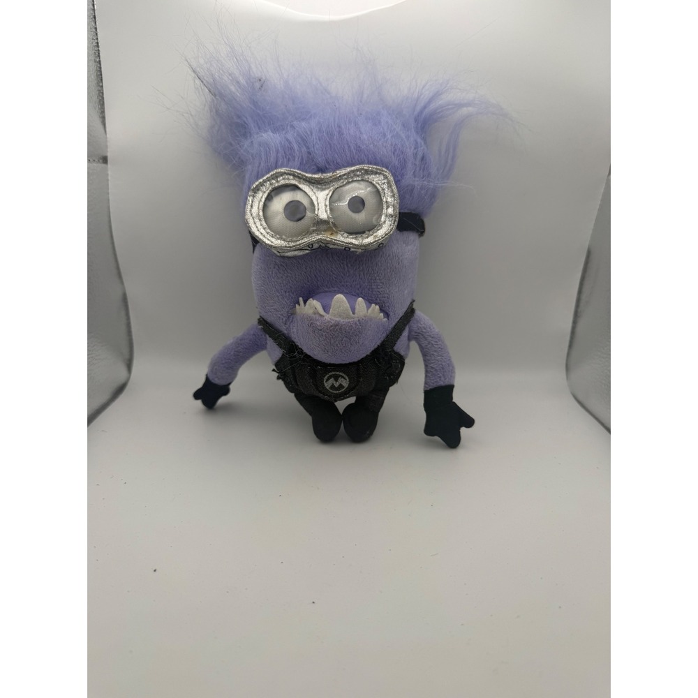 Despicable Me 2 Evil Minion Purple Plush Clip On Backpack Pouch Toy 6 Inch